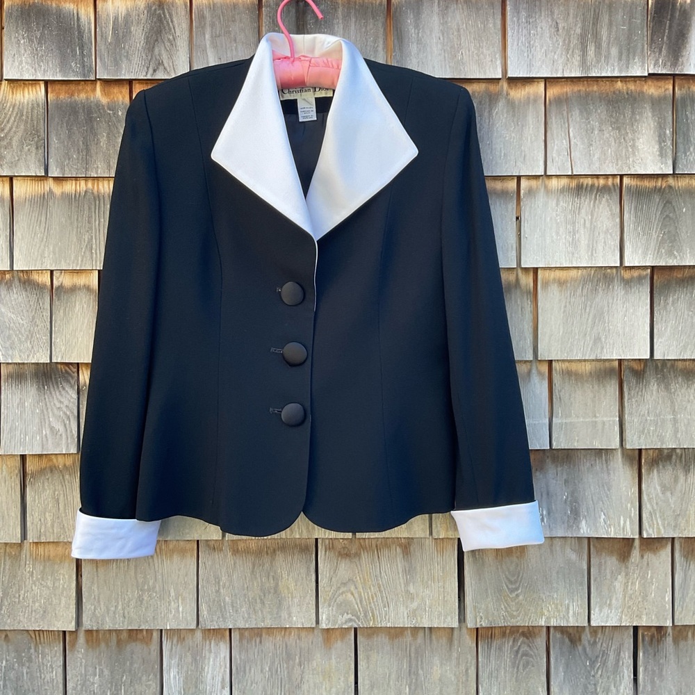 Dior Black and White Blazer with Bold Collar